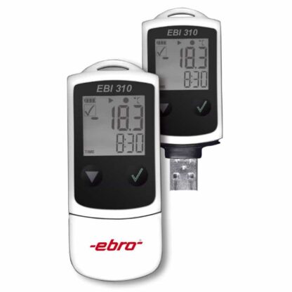 Enregistreur de température EBI 310 ouvert et fermé.