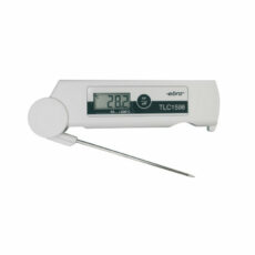 Thermomètre TLC 1598 allumé avec sa sonde dépliée.