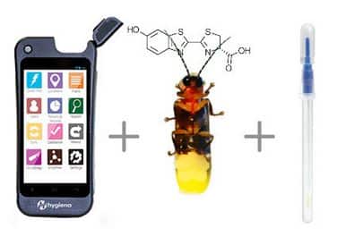 Luminomètre EnSure Touch et le principe de fonctionnement avec une luciole et un écouvillon.